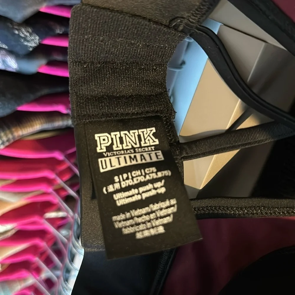 PINK Ultimate maroon and black racerback sports bra size S NWOT